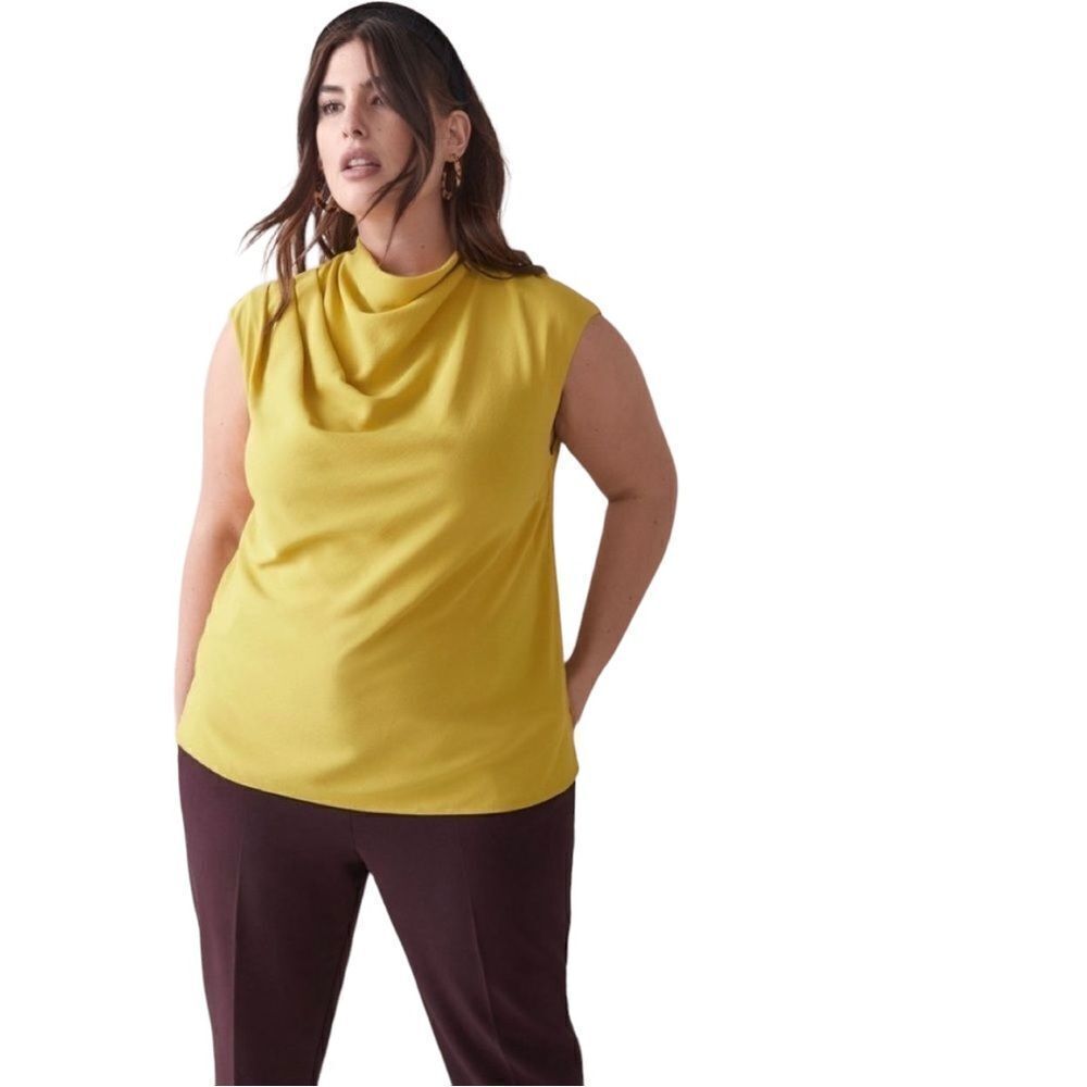 𝅺Addition  Elle Drape Neck Yellow Sleeveless Blouse Size 4x NWT Brand New